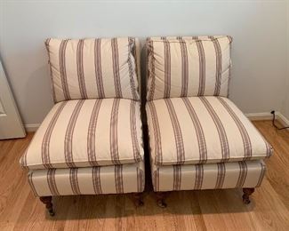 Pair of upholstered slipper chairs in good condition.  32"x36"x2' - Price for pair $350