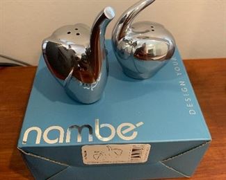 Pair of Nambe salt & pepper - new in box.  $25