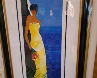 Lady in yellow white dress 394 / 500 lithograph signed $600
