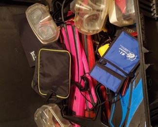 Diving gear lot snorkels flipper Pelican black case $200