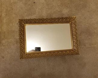 Gold glass dresser tray $12