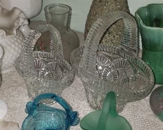 Glass baskets Large =$15.00 Med, $10.00 Blue & green $5.00 each  For Pick up Appointment  Please call or text 760-662-7662