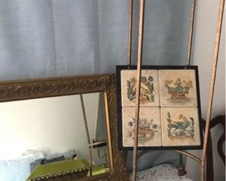 Vintage lot! Mirror, Art Deco Lamp, Corner Table https://ctbids.com/#!/description/share/405109
