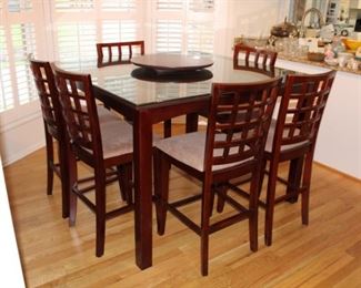 BAR HEIGHT TABLE W/6 CHAIRS