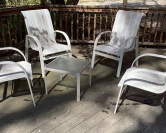 2. Set of Four Mesh Chairs w/ Side Table $ 300.00