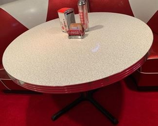 17. Retro Formica Top Table w/ Chrome Pedestal Base (45'' x 31'') $ 200.00