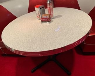 17. Retro Formica Top Table w/ Chrome Pedestal Base (45'' x 31'')	 $ 200.00 