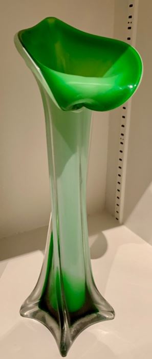 63. Green & White Tulip Vase (12'')	 $ 18.00 