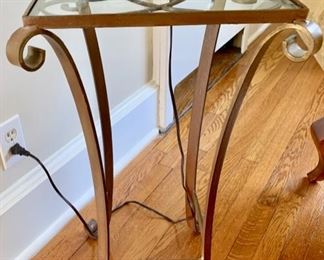  93. Pair of Metal Scroll Accent Table (14'' x 14'' x 27'')	 $ 160.00 