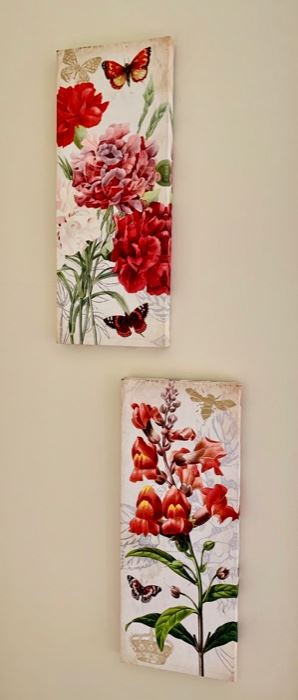 143. Pair of Floral Canvases (8'' x 20'') $ 15.00