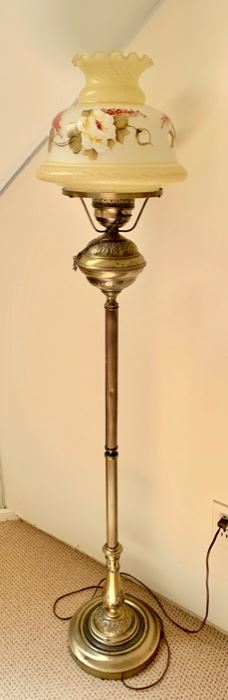 164. Vintage Floor Lamp w/ Handpainted Shade (52'')	 $ 60.00 