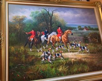 184. Fox Hunt Painting Signed Jack Smith (57'' x 43'') $ 400.00