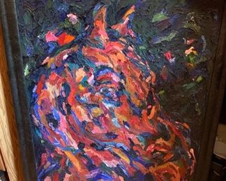 183. Abstract 23'' Canvas of Horse Head by Gerard Delcole (41'' x 53'')	 $ 450.00 