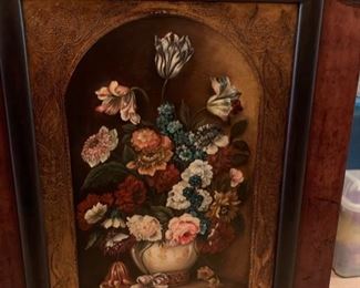 181. Floral Still Life w/ Leather Wrapped Frame (40'' x 30'') from Wentworth Gallery	 $ 800.00 