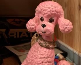 182. Vintage Pink Poodle Lamps (23'')