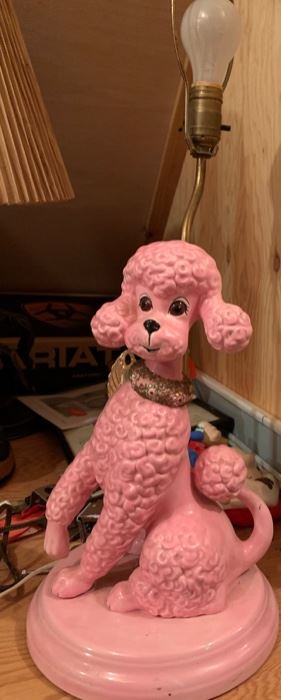 182. Vintage Pink Poodle Lamps (23'')