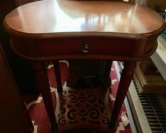 195. One Drawer Kidney Shaped Side Table (22'' x 15'' x 29'')	 $ 70.00 