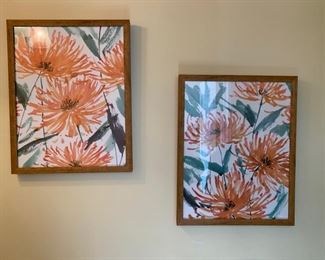 36. Pair of Floral Watercolor Prints (15'' x 19'')	 $ 30.00 