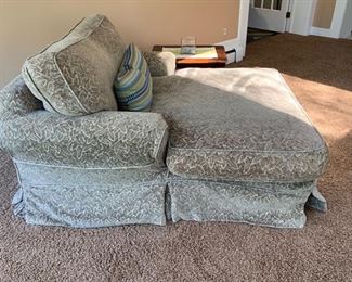 51. Slipcovered Double Chaise Lounge AS IS (50'' x 64'' x 36'')	 $ 200.00 