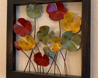 4pc Metal Framed Flower Art	14x14x2in	HxWxD