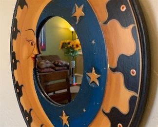 Moon Painted Round Mirror	16in Diameter	