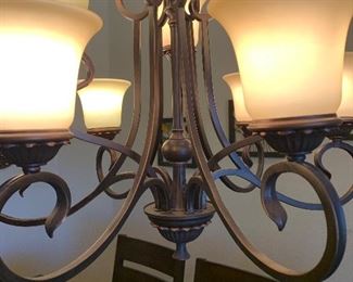 9 Light Rustic Chandelier  Light (BUYER REMOVAL)	31in H x 31in diameter	