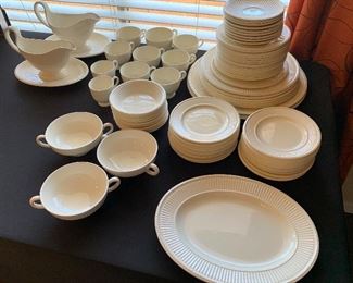 90+ Pc Wedgwood EDME Ribbed off-white China Set		