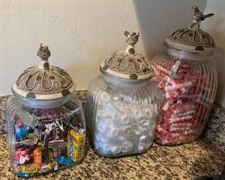 3pc Glass/Bird Graduated Containers (with candy)	14/12/10in H	