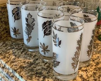 8pc Vintage Leaf Print Glasses	