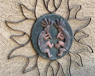 Metal Outdoor Kokopelli Sun Decor	31in diameter	