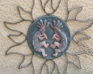 Metal Outdoor Kokopelli Sun Decor	31in diameter	