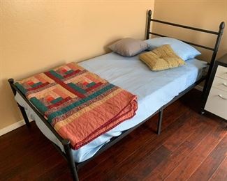 1 Twin Bed Mattress/Frame/Bedding #2	39x42x79in	HxWxD