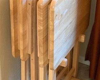 4pc Natural Wood Collapsible TV Stands	