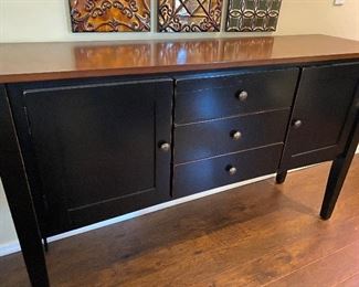 Console Cab/table black/ natural wood top 36x60x17x	