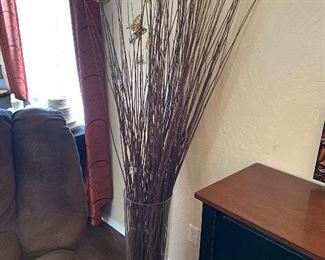 Glass vase & stick decor vase	26in H	