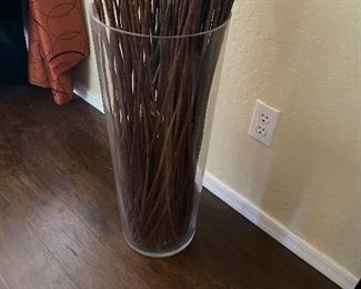 Glass vase & stick decor vase	26in H	