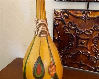 Native American decor vase	16in H	