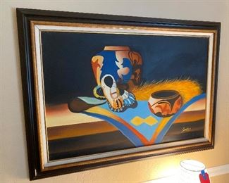 Native American signed original oil painting (small)	43x 31	