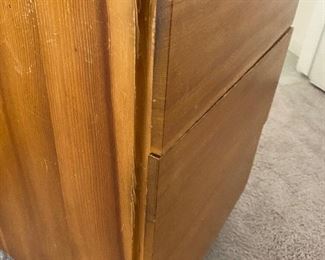 Mid century 2 drawer nightstand need refinishing # 1 of 2	26.5x16x16	HxWxD