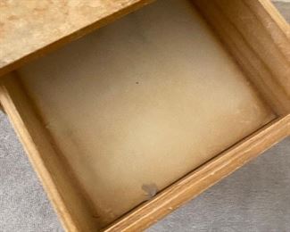 Mid century 2 drawer nightstand need refinishing # 1 of 2	26.5x16x16	HxWxD