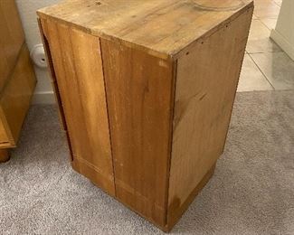 Mid century 2 drawer nightstand need refinishing # 1 of 2	26.5x16x16	HxWxD