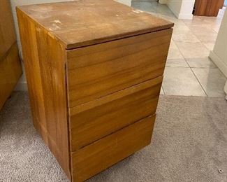 Mid century 2 drawer nightstand need refinishing # 1 of 2	26.5x16x16	HxWxD