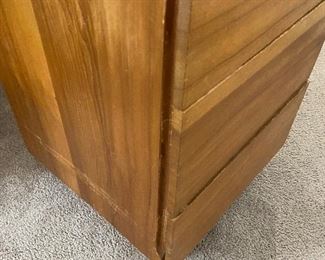 Mid century 2 drawer nightstand need refinishing # 1 of 2	26.5x16x16	HxWxD