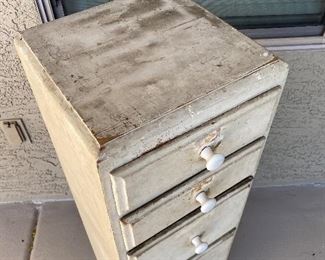 White 5 drawer tall cabinet	38.5x12x12	HxWxD