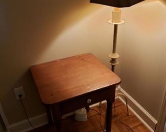 vintage side table and floor lamp