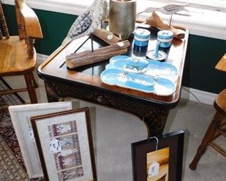 side table, misc. items 