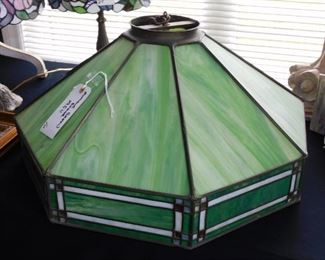 old slag glass hanging shade 