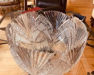 Giant cut glass bowl 17.5"high by 12" across