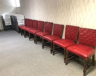 Set of 8 vinyl and wood chairs