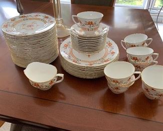 Royal Worcester Chamberlain China with 8 dinner plates and many luncheon plates